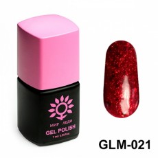 Гель-лак Мир Леди сверхстойкий GLM-021 - Красный с блестками